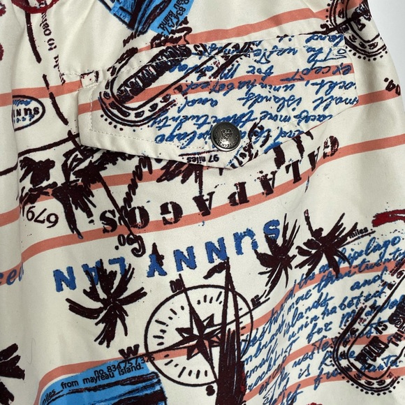 Caribbean Joe Swim Shorts Drawstring Tropical Sz M - Picture 11 of 13